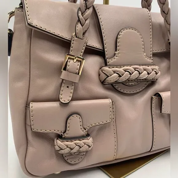Auth Valentino Gavarini Histoire Satchel Preloved Pristine Pale Pink Beige - Picture 7 of 16